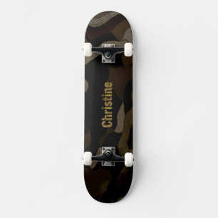 Personalized Military Camouflage Font Christine Skateboard