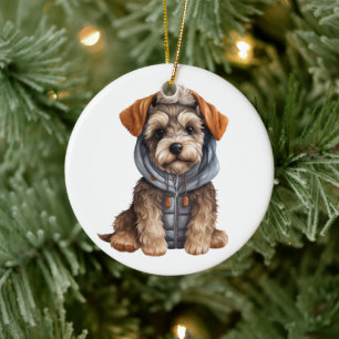 Personalized Miniature Schnauzer Dog Art Ceramic Ornament