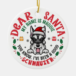 Personalized Miniature Schnauzer Dog Christmas Ceramic Ornament