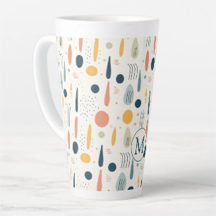 Personalized Minimal Abstract Boho Pastel Colors Latte Mug