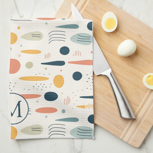 Personalized Minimal Abstract Boho Pastel Colors Tea Towel (Quarter Fold)