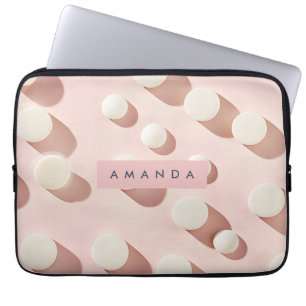 Personalized Minimal Blush Pink Circles Style Laptop Sleeve