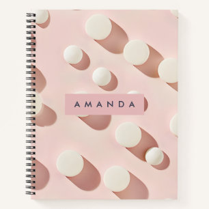 Personalized Minimal Blush Pink Circles Style Notebook