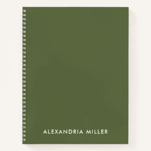 Personalized Minimal Olive Monogram Spiral Notebook