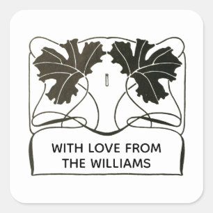 Personalized Minimal Simple Floral Bow Square Sticker