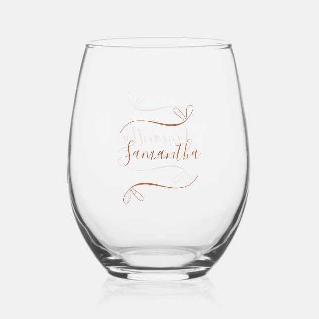 Personalized Minimal  Stemless Wine Glass (Front)