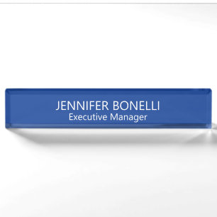 Personalized minimalist blue add your name nameplate