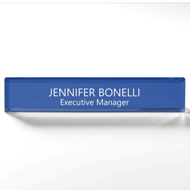 Personalized minimalist blue add your name nameplate (Front)