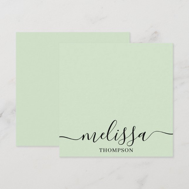 Personalized Minimalist Calligraphy Script Green Card (Front/Back)