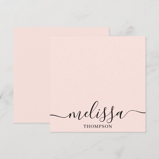 Personalized Minimalist Calligraphy Script Pink Card (Front/Back)
