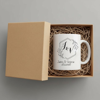 Personalized minimalist, couples initials wedding coffee mug