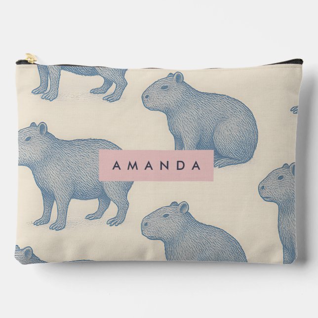 Personalized Minimalist Cute Capybara Pattern Accessory Pouch (Front)