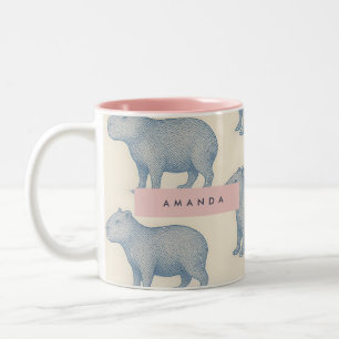 Personalized Minimalist Cute Capybara Pattern Two-Tone Coffee Mug