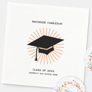 Personalized Minimalist Graduation Cap Party Napkin