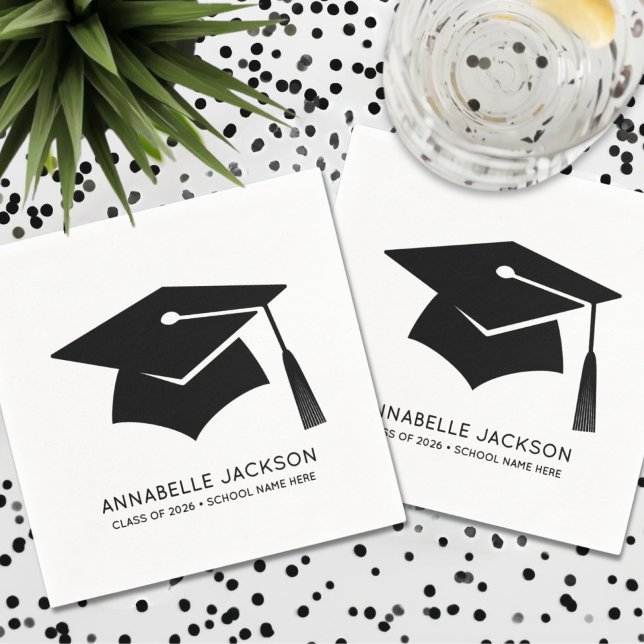 Personalized Minimalist Graduation Napkin (Personalized Minimalist Graduation Napkins)