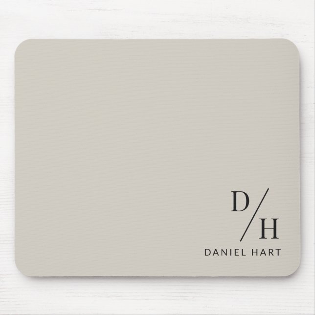 Personalized Minimalist Initial Name Beige Mouse Pad (Front)