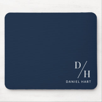 Personalized Minimalist Initial Name Navy Blue Mouse Pad