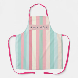 Personalized Minimalist Pastel Stripes Apron