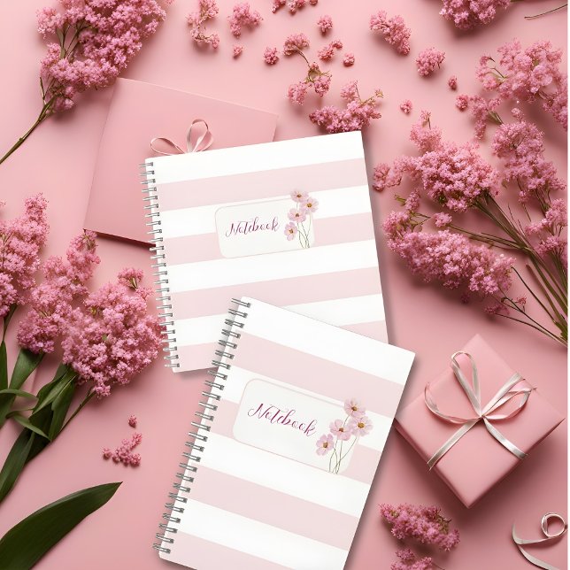 Personalized Minimalist Pink Floral Notebook (Creator Uploaded)