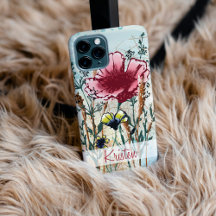Personalized Mixed Media Wildflower Phone Case