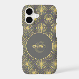Personalized Modern Art Deco Gray and Yellow