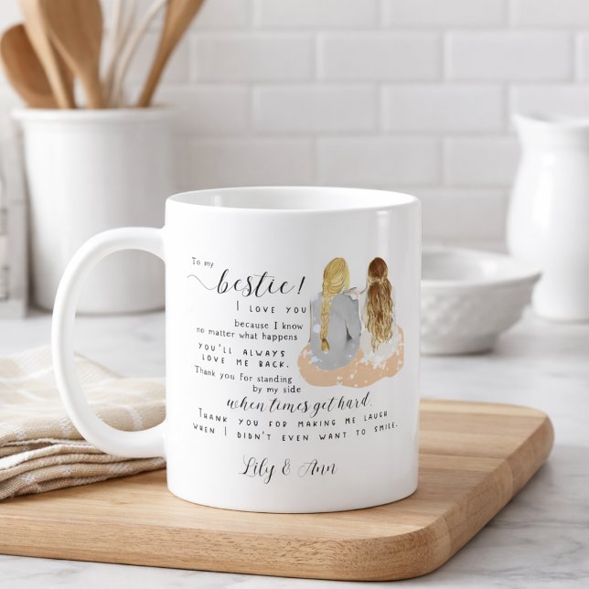 Personalized Modern Bff Friendship Gift Coffee Mug (Creator Uploaded)