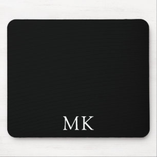 Personalized Modern Black Monogram Initials Mouse Pad