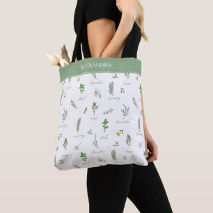 Personalized Modern Botanical Tote Bag