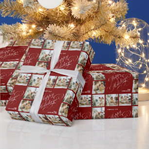 Personalized Modern Calligraphy Christmas Photo Wrapping Paper