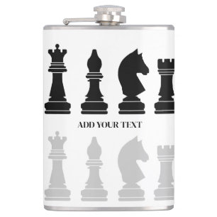 Personalized Modern Chess Piece Game  Hip Flask