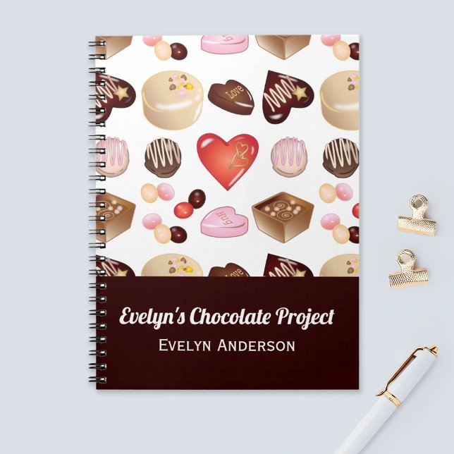 Personalized Modern Chocolate Candy Heart Notebook (Creator Uploaded)