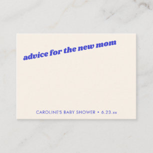 Personalized Modern Cute Blue Baby Shower Mom Advice Card