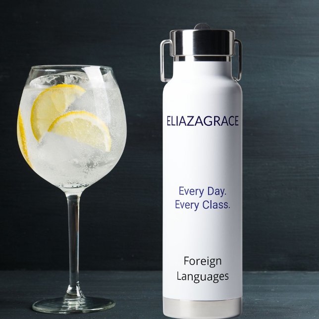 Personalized Modern Cute Teacher Daily Essentials Water Bottle (Creator Uploaded)