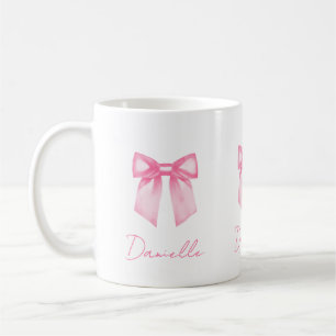 Personalized Modern Elegant Pink Bow Name Mug