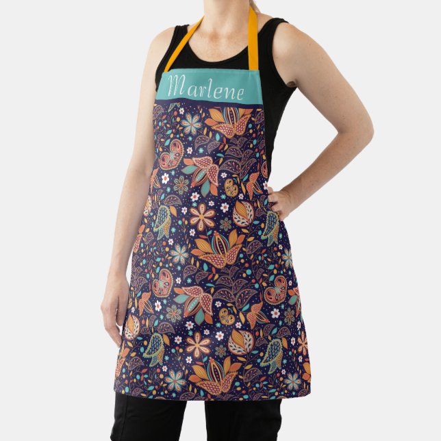 Personalized Modern Floral Apron (Insitu)