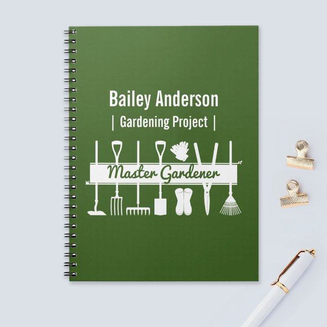 Personalized Modern Forest Green Master Gardener Notebook (Creator Uploaded)