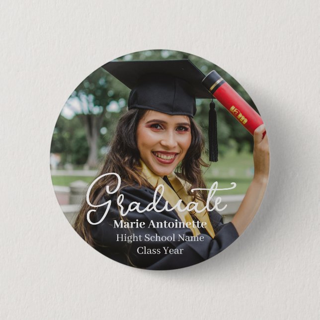 Personalized Modern Graduation Photo 6 Cm Round Badge (Front)