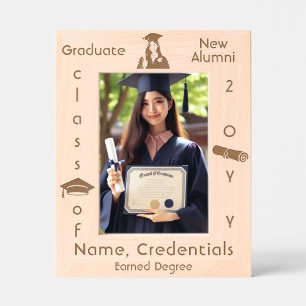 Personalized Modern Graduation Photo Cap, Diploma Etched Frames