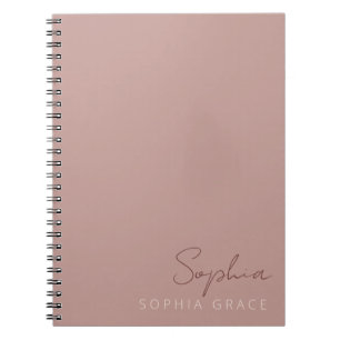 Personalized Modern Handwritten Script Dusty Rose Notebook