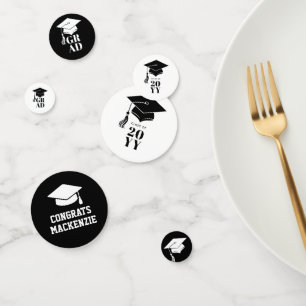 Personalized Modern Hat and Tassel Graduation Confetti