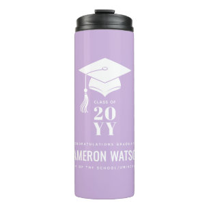 Personalized Modern Hat and Tassel Graduation Thermal Tumbler