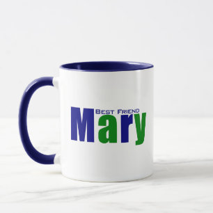Personalized Modern "Mary" in Deep Green and Blue Mug