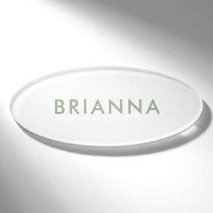 Personalized modern minimalist sage green employee name tag