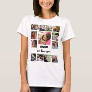Personalized Modern mothers day 13 photo Collage T-Shirt