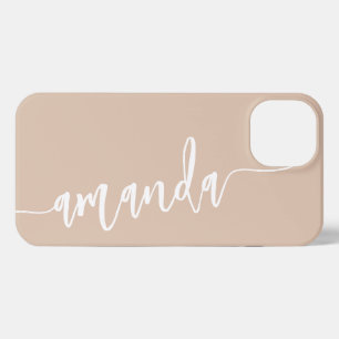 Personalized Modern Name Beige iPhone 13 Case