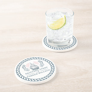 Personalized Modern Nautical Wedding Coaster
