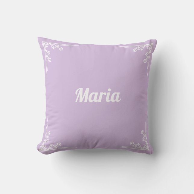 Personalized Modern Pastel Purple Typography Name Cushion (Front)