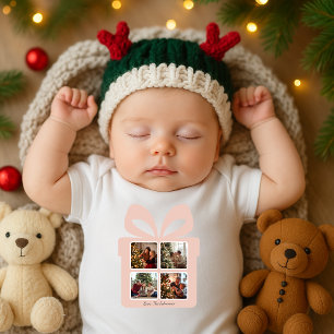 Personalized Modern Pink Christmas Baby Bodysuit