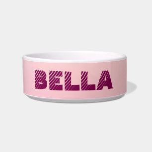 Personalized Modern Pink Dog`s Name  Bowl