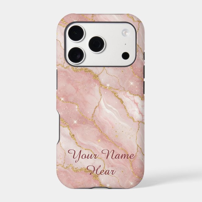 Personalized Modern Rose Quartz Marble Gold (Back)